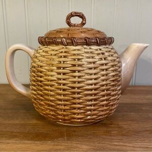 Vintage 1983 Otagiri Ceramic Japanese Basket Teapot